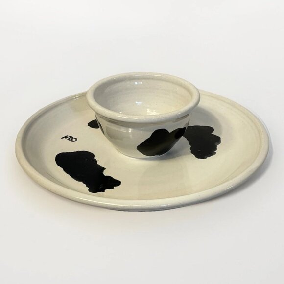 Contemporary Pottery LTD Other - Contemporary Pottery LTD Oregon Ceramic Cow Veggie Chips Platter & Dip Bowl